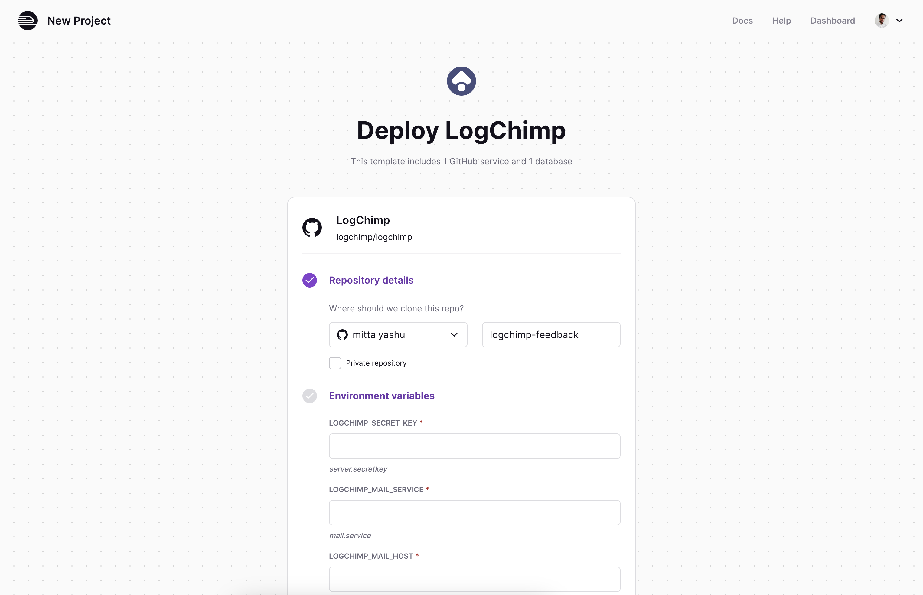 LogChimp Railway template